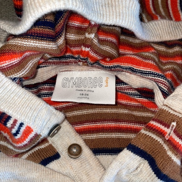 Infant knit striped print onesie hoodie - Picture 4 of 9